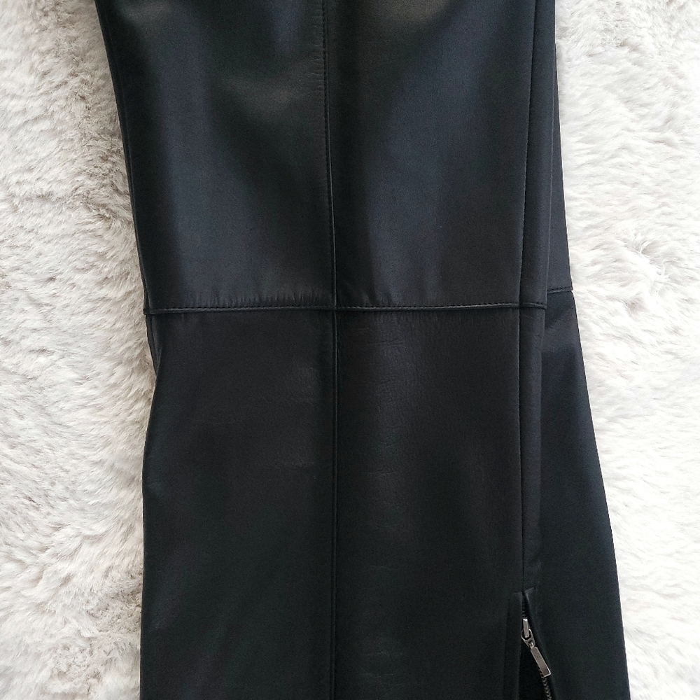 Vintage Danier Y2K Patchwork High Rise Wide Straight Leg Crop Leather Pants - Picture 6 of 10